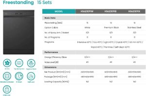 ⁦Hisense Freestanding Dishwasher, 8 Programs, 15 Place Settings, Black - HS623E91B⁩ - الصورة ⁦5⁩