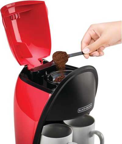 Black & Decker Dual-Serve Coffee Maker, 2 Cups, 450W, 250ml, Red - DCM48-B5 - Image 3