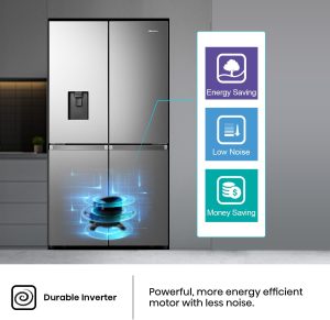 ⁦Hisense Inverter Refrigerator, French Cross Door, 749 Liters, Silver - RQ749N4ASU⁩ - الصورة ⁦9⁩