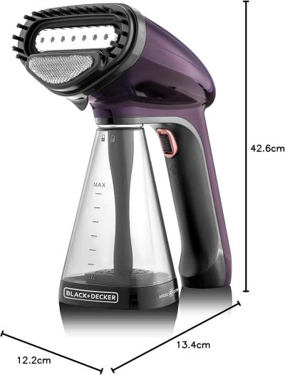 ⁦Black & Decker Handheld Steam Iron, 1500W, 260ml, Purple - HST1500-B5⁩ - الصورة ⁦6⁩