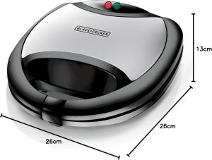 Black & Decker 2-Slice Non-Stick Sandwich Maker, 750W, Black - TS2000-B5 - Image 8