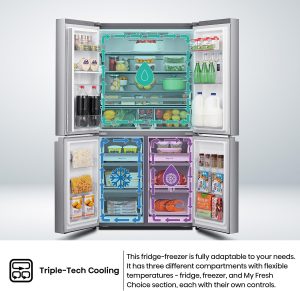 ⁦Hisense Inverter Refrigerator, French Cross Door, 749 Liters, Silver - RQ749N4ASU⁩ - الصورة ⁦4⁩