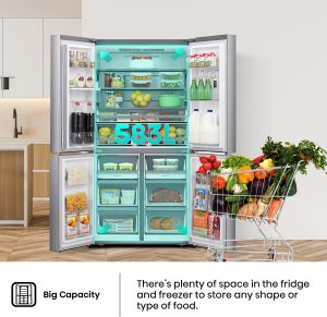 ⁦Hisense Inverter Refrigerator, French Cross Door, 749 Liters, Silver - RQ749N4ASU⁩ - الصورة ⁦5⁩