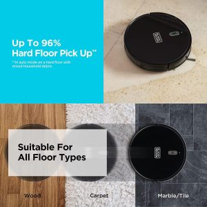 ⁦Black & Decker Robotic Vacuum and Mop, 2600 mAh, 2000 Pa, Black - BRVA425B00-B5⁩ - الصورة ⁦5⁩