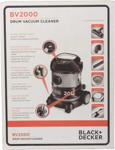 Black & Decker 2000W Cylinder Vacuum Cleaner, 20L, Black - BV2000-B5 - Image 6