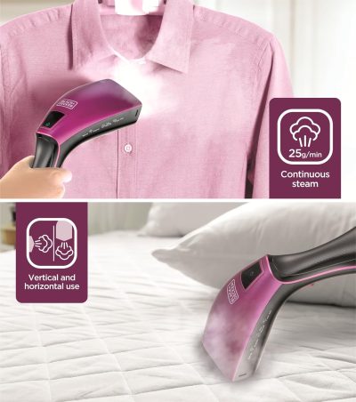 ⁦Black & Decker Handheld Steam Iron, 1600W, 240ml, Black - HSTD1600-B5⁩ - الصورة ⁦6⁩