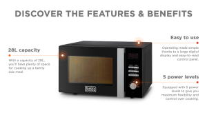 Black & Decker Digital Microwave with Grill, 900 Watts, 28 Liters, Black - MZ2800PG-B5 - Image 4