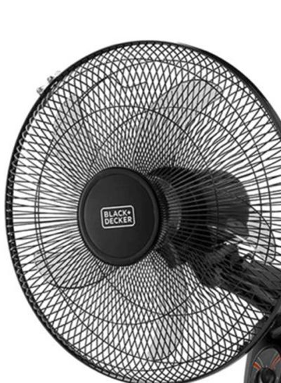 ⁦Black & Decker 3-Speed Wall Fan, 16 Inch, Black - FW1620-B5⁩ - الصورة ⁦3⁩