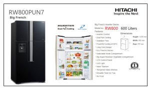 Hitachi No Frost Refrigerator, 4 Doors, 600 Liters, Grey - RW800PUN7 GGR - Image 3
