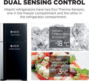 Hitachi No Frost Refrigerator, Glass Door, 750 Liters, Silver - 7489DF-BSLET - Image 3