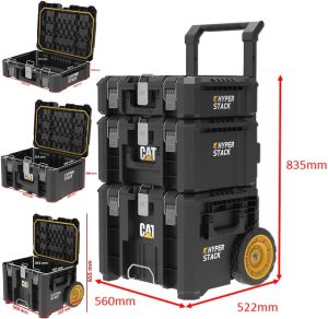 مجموعة صناديق أدوات كاتربيلر 3 قطع بعجلات، أسود - DA41005 - الصورة 3