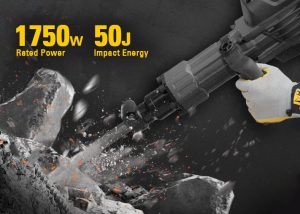 ⁦مطرقة تكسير كاتربيلر، 15 كجم، 1750 واط، أسود - DX29⁩ - الصورة ⁦4⁩