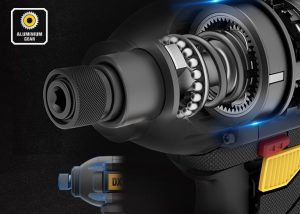 مفك براغي سريع كاتربيلر، 1/4 بوصة، 18 فولت، 215 نيوتن متر، مع بطاريتين وشاحن 4 أمبير، أسود - DX71 - Image 4