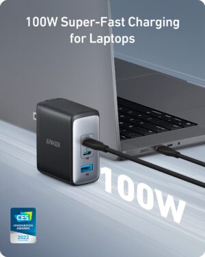 ⁦شاحن نانو II 736 100 وات، من أنكر، أسود A2145K11⁩ - الصورة ⁦2⁩