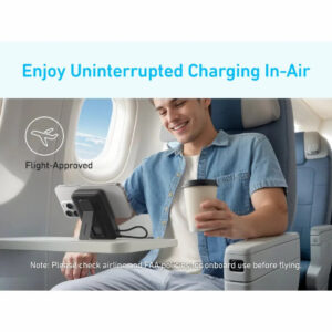 باور بانك 10000 مللي أمبير لاسلكي مغناطيسي 7.5 وات مع كابل USB-C مدمج، من أنكر، أبيض A1685H21 - Image 3