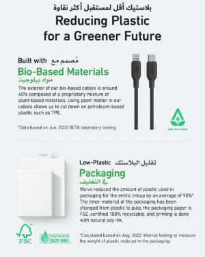 كابل USB-C إلى لايتنينج 3 قدم، من أنكر، أسود A80B1H11 - Image 3