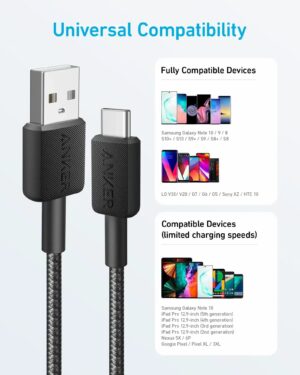 كابل USB-C إلى USB 3 قدم، من أنكر، أسود A81H5H11 - Image 3