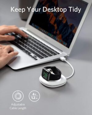 ⁦شاحن لاسلكي ساعة أبل مع كابل USB-A 4 قدم، من أنكر، أبيض A8801021⁩ - الصورة ⁦3⁩