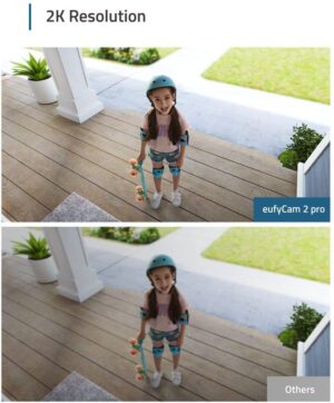 طقم كاميرا مراقبة يوفي كام 2 برو 365 يوم بدون شحن بدقة 2K، من انكر، ابيض - T88513D1 - Image 3