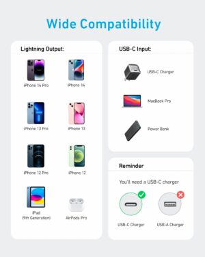 ⁦كابل USB-C إلى لايتنينج 3 قدم، من أنكر، أبيض A81B5H21⁩ - الصورة ⁦8⁩