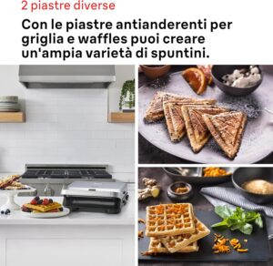 محمصة وفطيرة وافل براون 2 في 1، 800 واط، فضي وأسود - SM5005 - Image 4