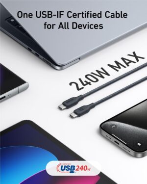 كابل USB-C إلى USB-C 3 قدم 140 وات، من أنكر، أسود A80F1H11 - Image 4