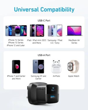 شاحن حائط بمخرجين تايب سي ويو اس بي 33 وات، من انكر، اسود - B2331K11 - Image 4