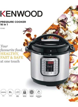 ⁦طنجرة ضغط كهربائية كينوود، 16 وظيفة، 8 لتر، 1200 واط، فضي - PCM80.000SS⁩ - الصورة ⁦5⁩