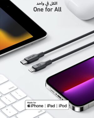 كابل USB-C إلى لايتنينج 3 قدم، من أنكر، أسود A80B1H11 - Image 5