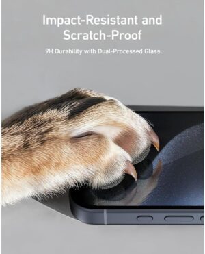 ⁦شاشة حماية 2 قطعة لأيفون 16 برو ماكس، من أنكر، شفاف A720AH0C⁩ - الصورة ⁦6⁩