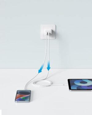 شاحن حائط بمخرجين USB 20 وات، من انكر، ابيض - A2348L21 - Image 6