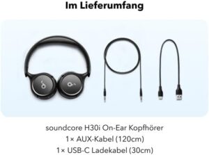 سماعة رأس لاسلكية ساوند كور H30i، من انكر، اسود - A3012H11 - Image 6